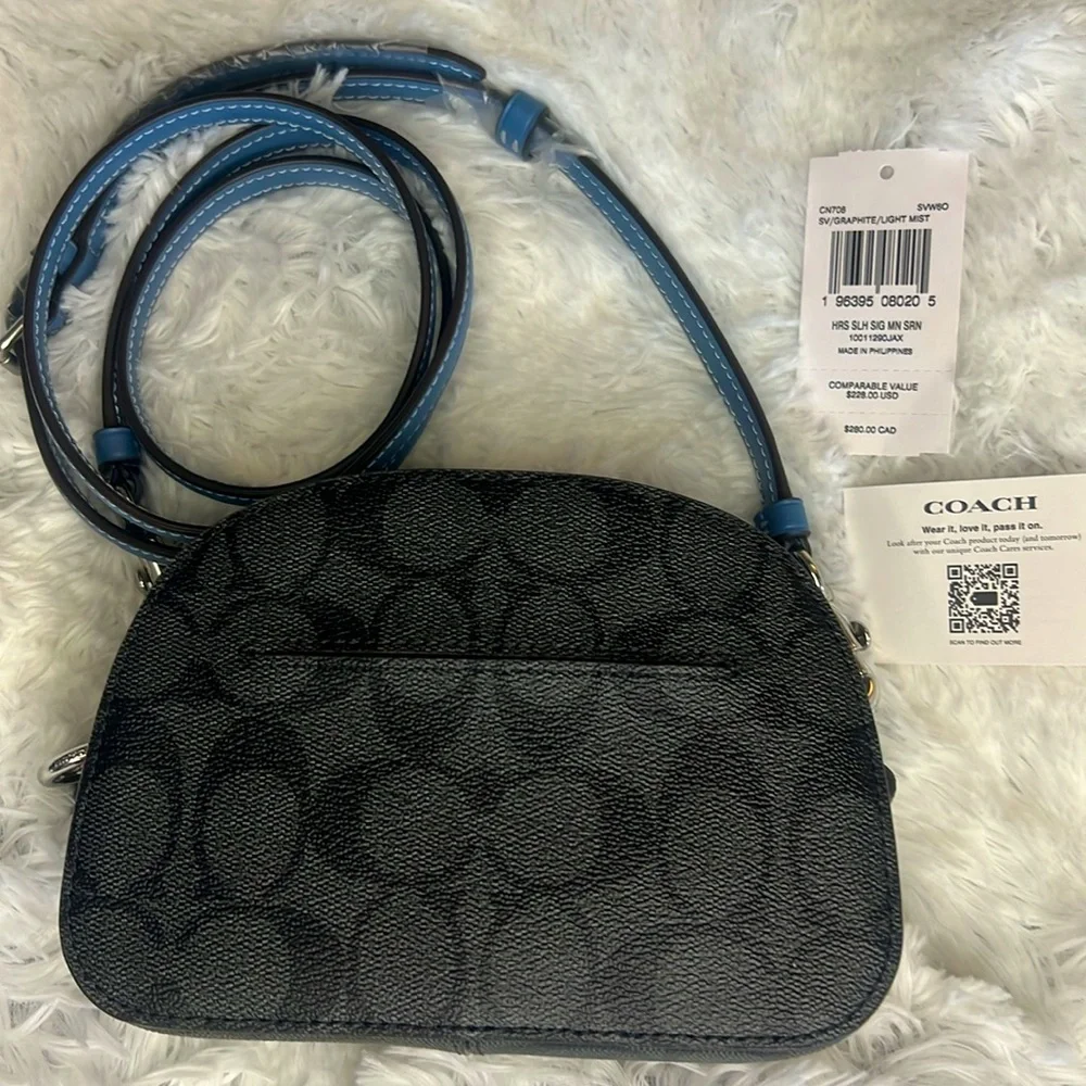 New Mini Serena Satchel in Signature Canvas with Horse and Sleigh